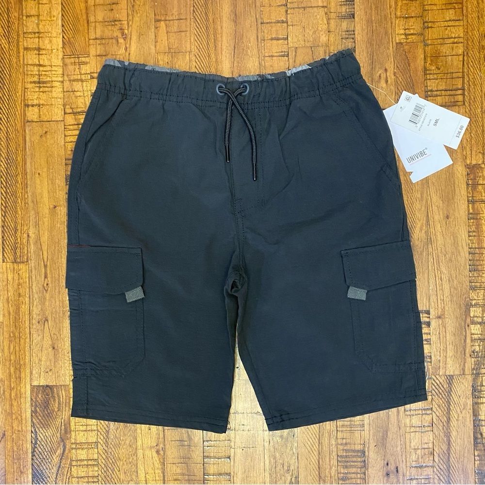 Univibe Boys Black Pull-On Cargo Shorts Stonedale Peached Cotton Nylon Small